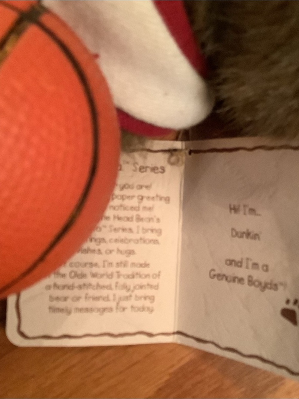 Vintage Boyds Bears Dunkin Basketball Plush Bear Jointed Collectible w/ Tags - Picture 10 of 13